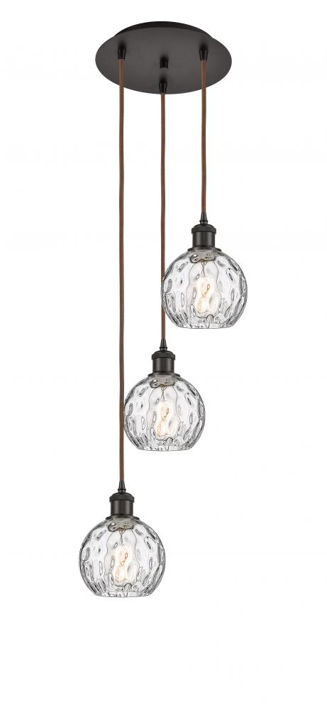 Athens Water Glass - 3 Light - 13 inch - Oil Rubbed Bronze - Cord hung - Multi Pendant