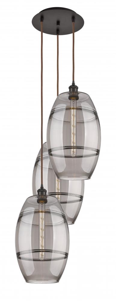 Vaz - 3 Light - 17 inch - Oil Rubbed Bronze - Cord hung - Multi Pendant