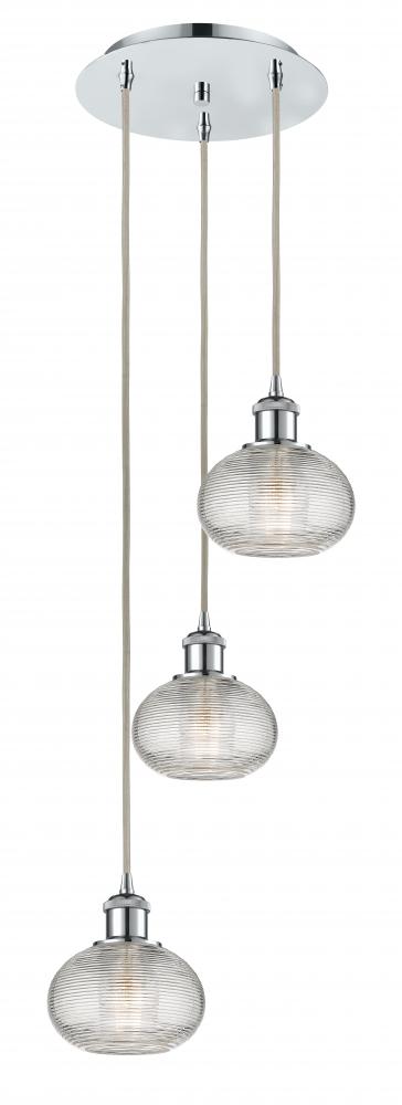 Ithaca - 3 Light - 13 inch - Polished Chrome - Cord hung - Multi Pendant