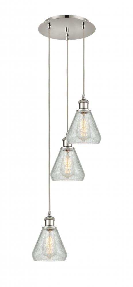 Conesus - 3 Light - 13 inch - Polished Nickel - Cord Hung - Multi Pendant