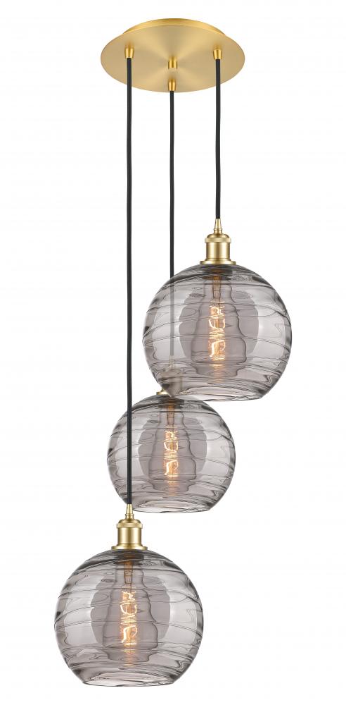 Athens Deco Swirl - 3 Light - 17 inch - Satin Gold - Cord hung - Multi Pendant