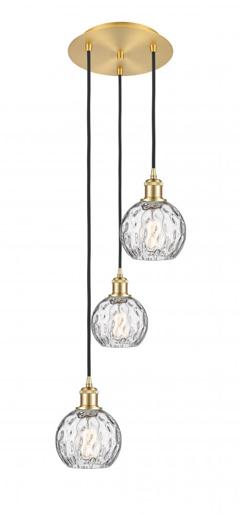 Athens Water Glass - 3 Light - 13 inch - Satin Gold - Cord hung - Multi Pendant