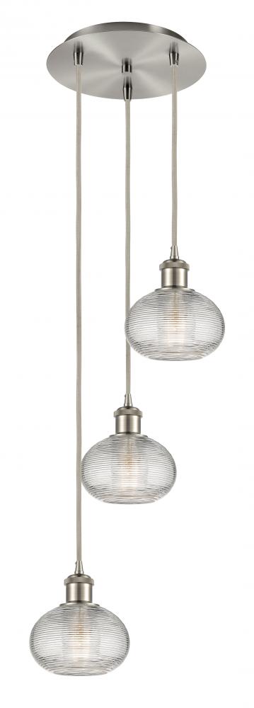 Ithaca - 3 Light - 13 inch - Brushed Satin Nickel - Cord hung - Multi Pendant