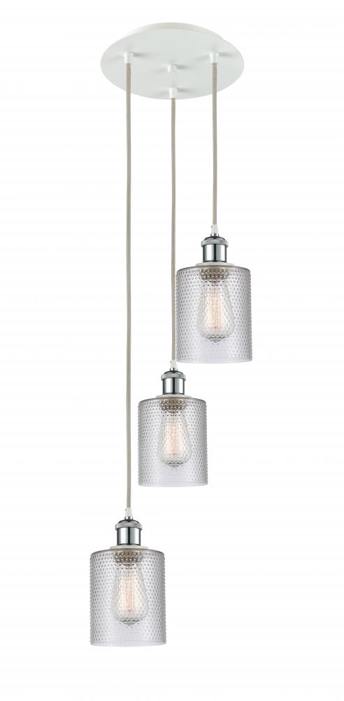 Cobbleskill - 3 Light - 12 inch - White Polished Chrome - Cord Hung - Multi Pendant