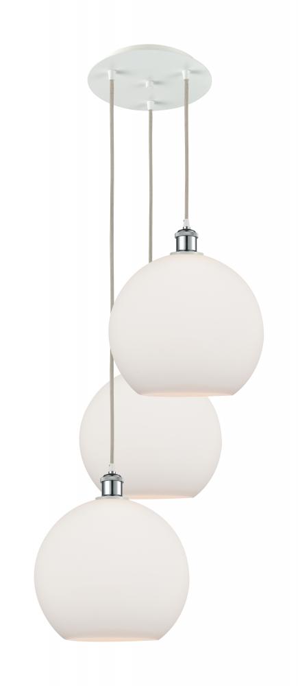 Athens - 3 Light - 18 inch - White Polished Chrome - Cord Hung - Multi Pendant