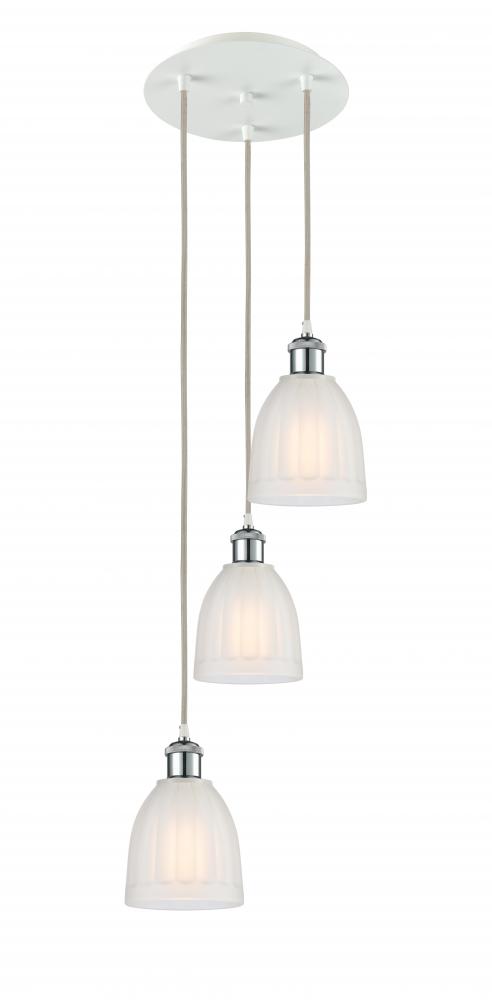 Brookfield - 3 Light - 12 inch - White Polished Chrome - Cord Hung - Multi Pendant