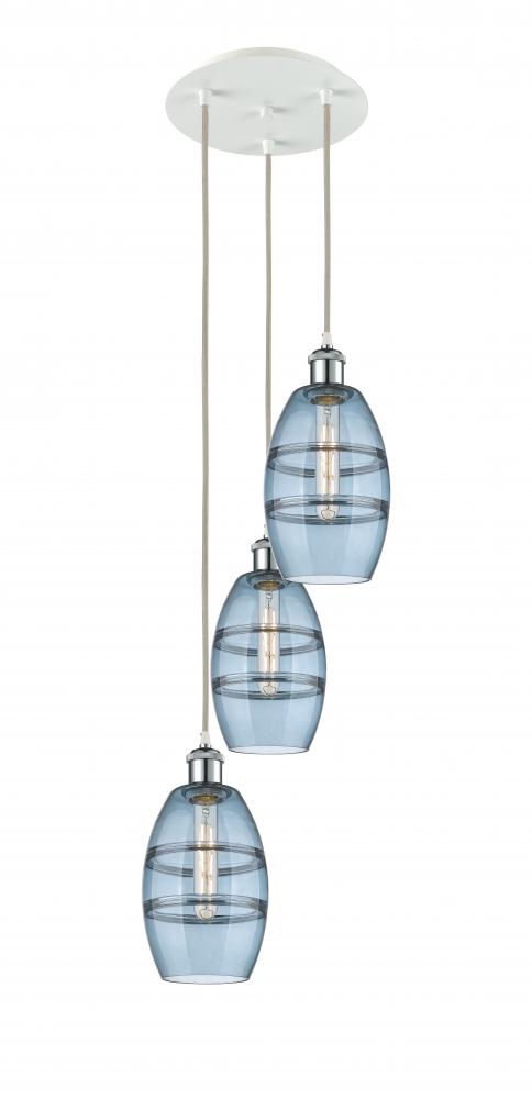 Vaz - 3 Light - 12 inch - White Polished Chrome - Cord Hung - Multi Pendant