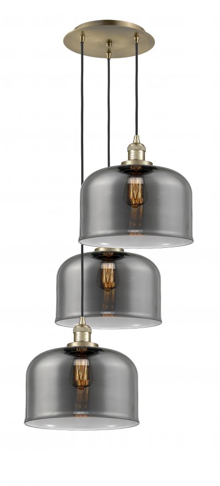 Cone - 3 Light - 18 inch - Antique Brass - Cord hung - Multi Pendant