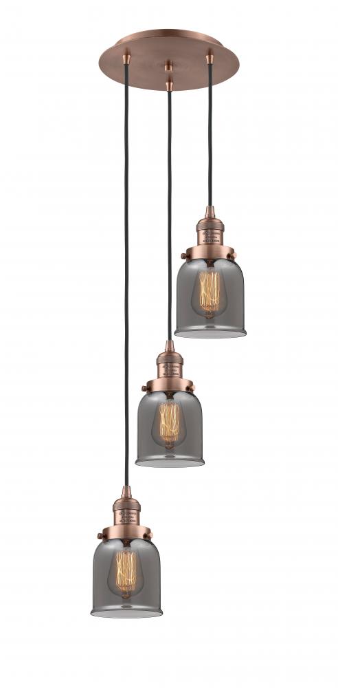 Cone - 3 Light - 12 inch - Antique Copper - Cord hung - Multi Pendant