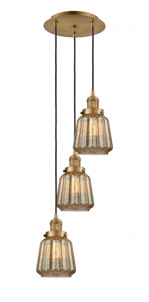 Chatham - 3 Light - 14 inch - Brushed Brass - Cord hung - Multi Pendant