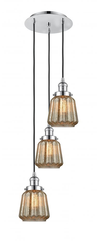 Chatham - 3 Light - 14 inch - Polished Chrome - Cord hung - Multi Pendant