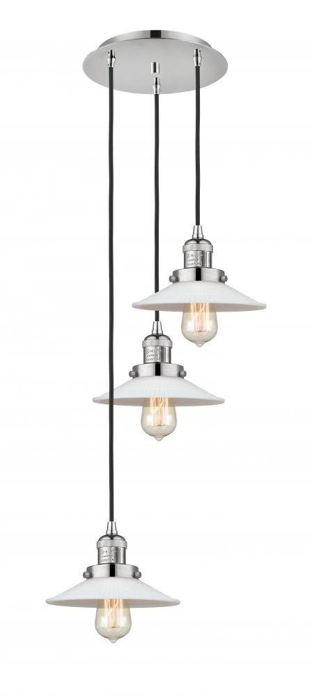 Halophane - 3 Light - 16 inch - Polished Nickel - Cord hung - Multi Pendant