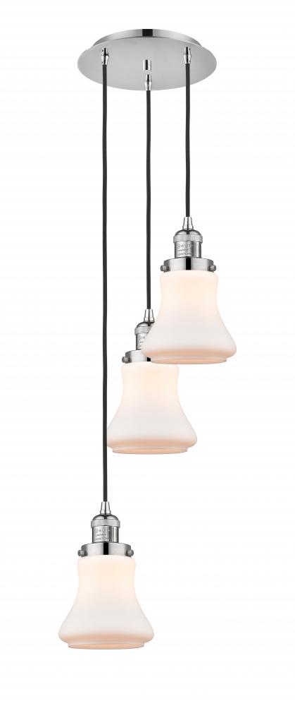 Bellmont - 3 Light - 13 inch - Polished Nickel - Cord hung - Multi Pendant