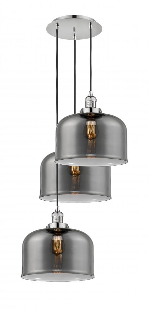 Cone - 3 Light - 18 inch - Polished Nickel - Cord hung - Multi Pendant