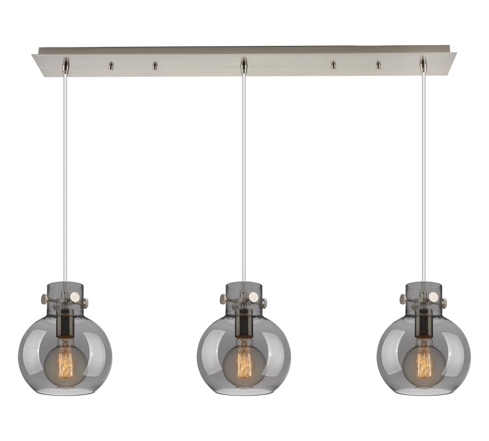 Newton Sphere - 3 Light - 40 inch - Brushed Satin Nickel - Cord hung - Linear Pendant