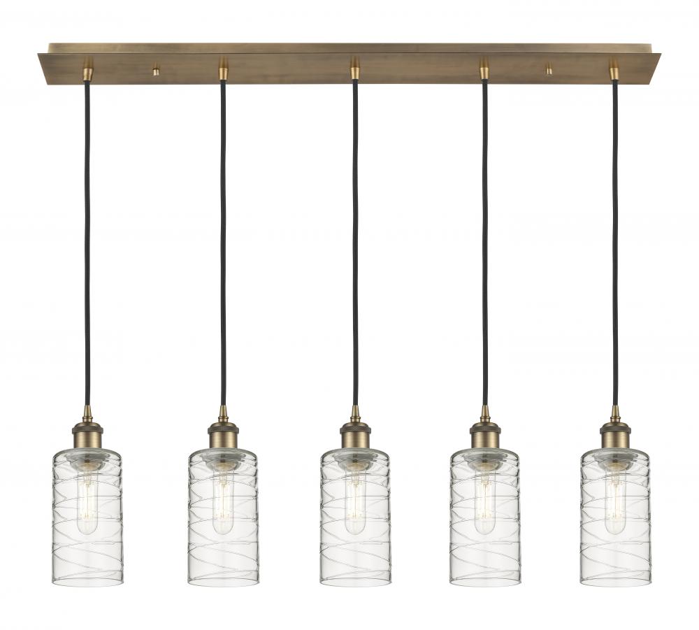 Crown Point - 5 Light - 37 inch - Brushed Brass - Linear Pendant