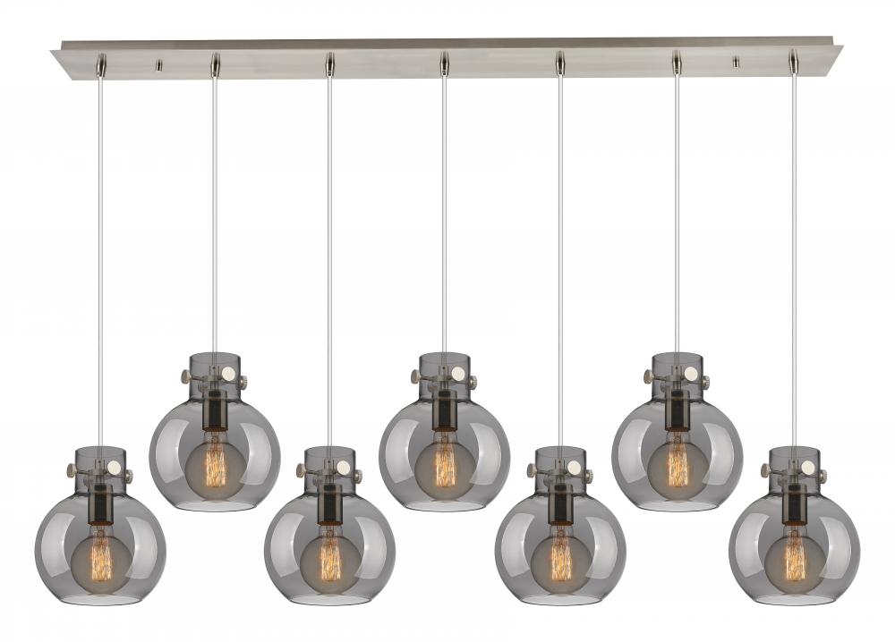 Newton Sphere - 7 Light - 52 inch - Brushed Satin Nickel - Cord hung - Linear Pendant