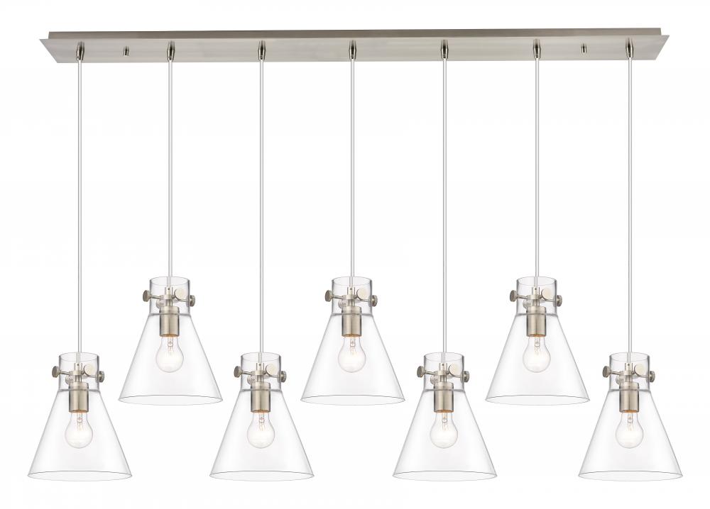 Newton Cone - 7 Light - 52 inch - Brushed Satin Nickel - Linear Pendant