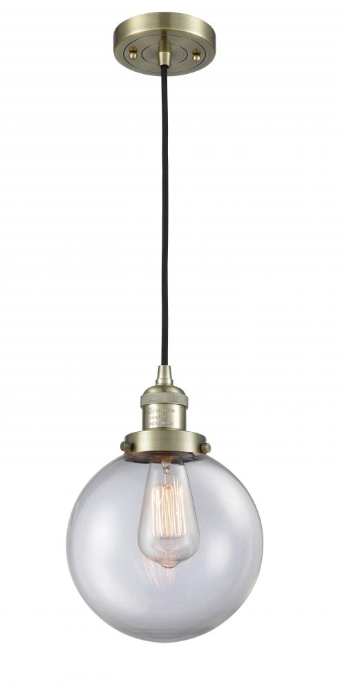 Beacon - 1 Light - 8 inch - Antique Brass - Cord hung - Mini Pendant