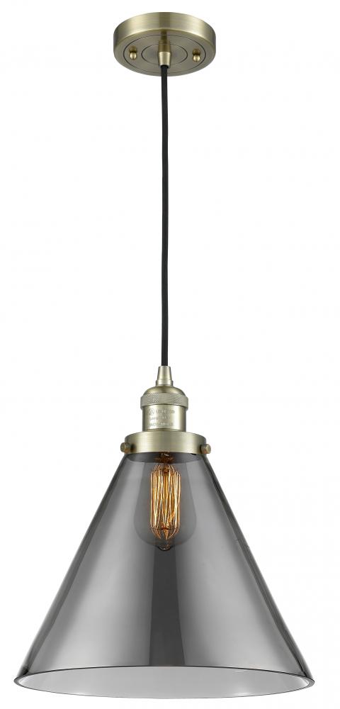 Cone - 1 Light - 12 inch - Antique Brass - Cord hung - Mini Pendant