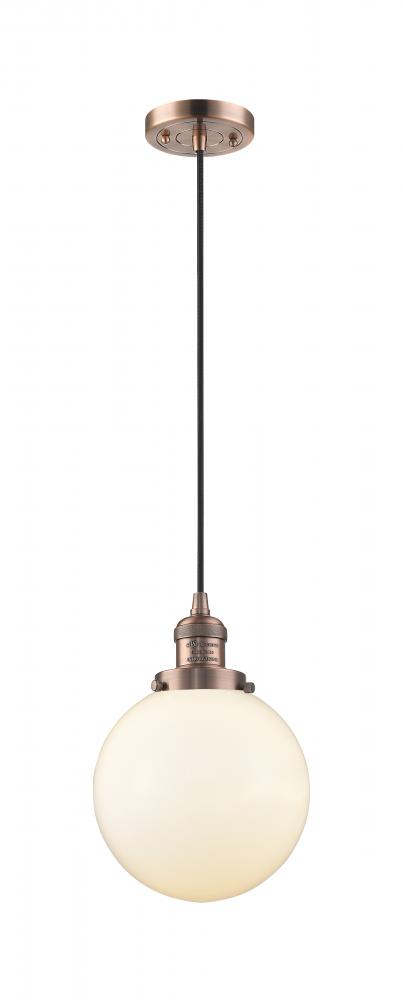 Beacon - 1 Light - 8 inch - Antique Copper - Cord hung - Mini Pendant