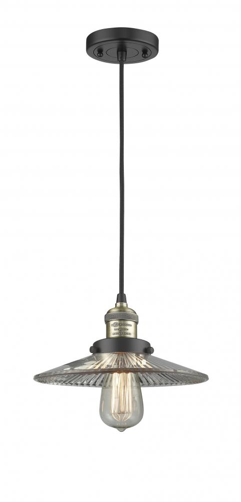 Halophane - 1 Light - 9 inch - Black Antique Brass - Cord hung - Mini Pendant