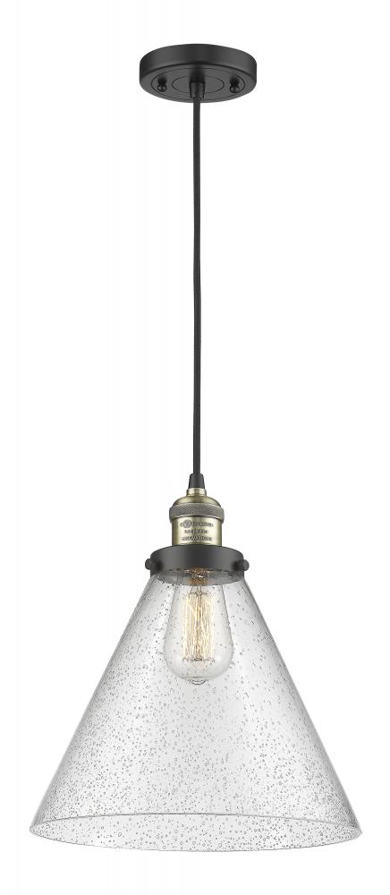 Cone - 1 Light - 12 inch - Black Antique Brass - Cord hung - Mini Pendant