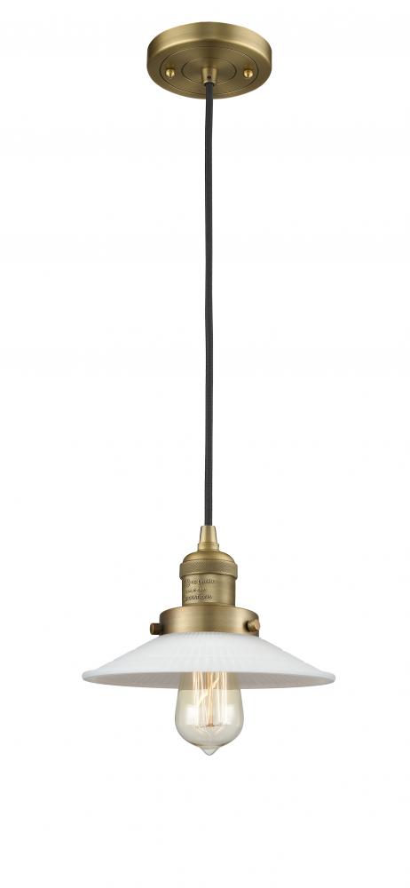 Halophane - 1 Light - 9 inch - Brushed Brass - Cord hung - Mini Pendant