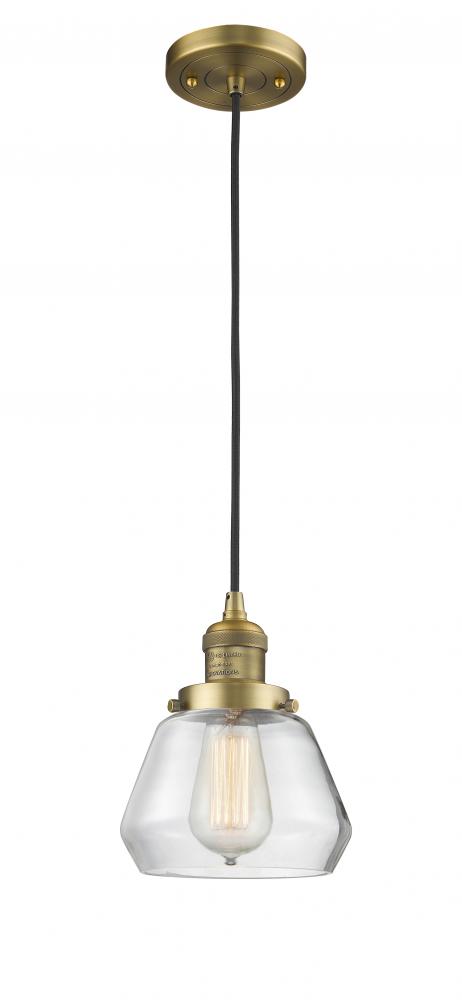 Fulton - 1 Light - 7 inch - Brushed Brass - Cord hung - Mini Pendant