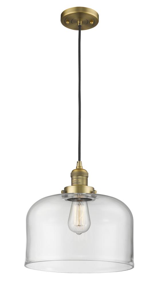 Bell - 1 Light - 12 inch - Brushed Brass - Cord hung - Mini Pendant