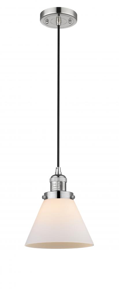 Cone - 1 Light - 8 inch - Polished Nickel - Cord hung - Mini Pendant