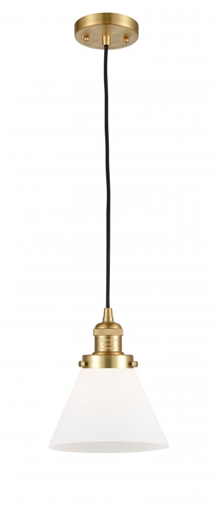 Cone - 1 Light - 8 inch - Satin Gold - Cord hung - Mini Pendant