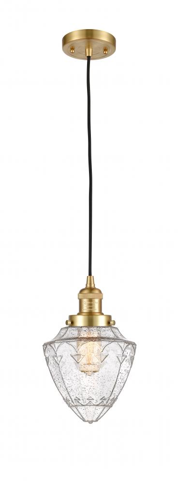 Bullet - 1 Light - 7 inch - Satin Gold - Cord hung - Mini Pendant
