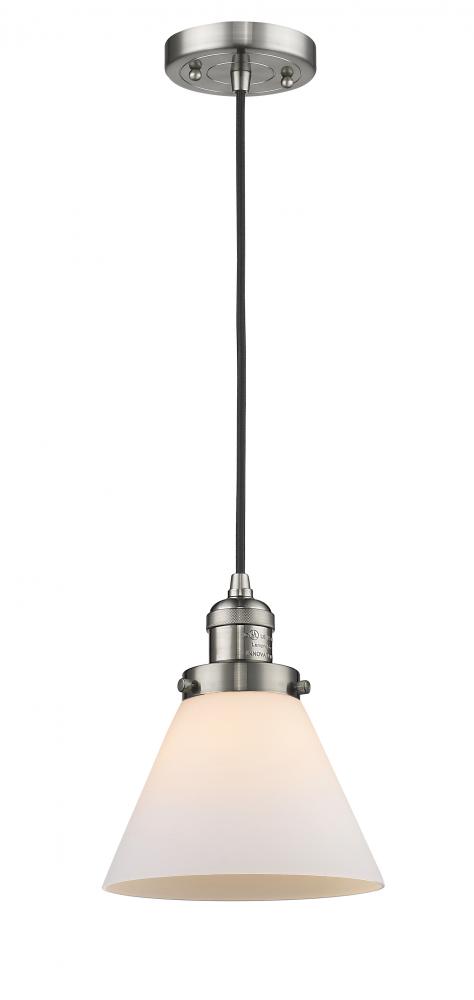 Cone - 1 Light - 8 inch - Brushed Satin Nickel - Cord hung - Mini Pendant