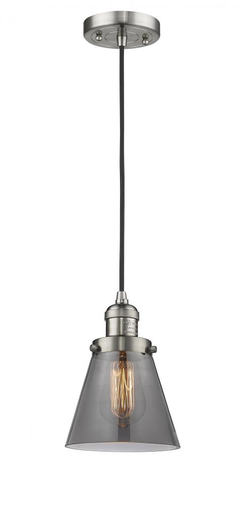 Cone - 1 Light - 6 inch - Brushed Satin Nickel - Cord hung - Mini Pendant