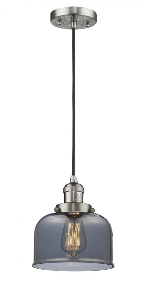 Bell - 1 Light - 8 inch - Brushed Satin Nickel - Cord hung - Mini Pendant