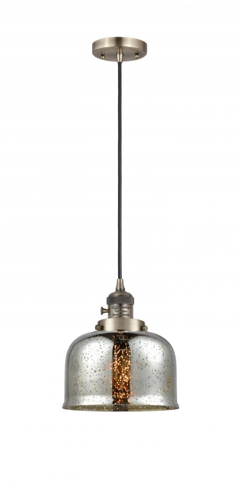 Bell - 1 Light - 8 inch - Antique Brass - Cord hung - Mini Pendant