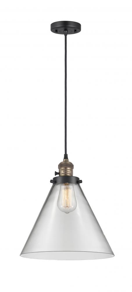 Cone - 1 Light - 12 inch - Black Antique Brass - Cord hung - Mini Pendant