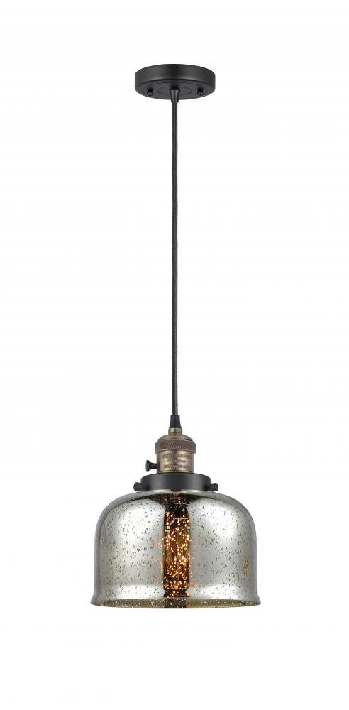 Bell - 1 Light - 8 inch - Black Antique Brass - Cord hung - Mini Pendant