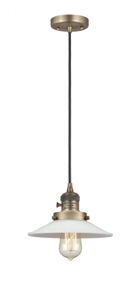 Halophane - 1 Light - 9 inch - Brushed Brass - Cord hung - Mini Pendant