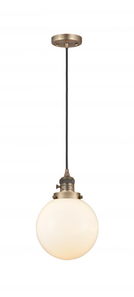 Beacon - 1 Light - 8 inch - Brushed Brass - Cord hung - Mini Pendant