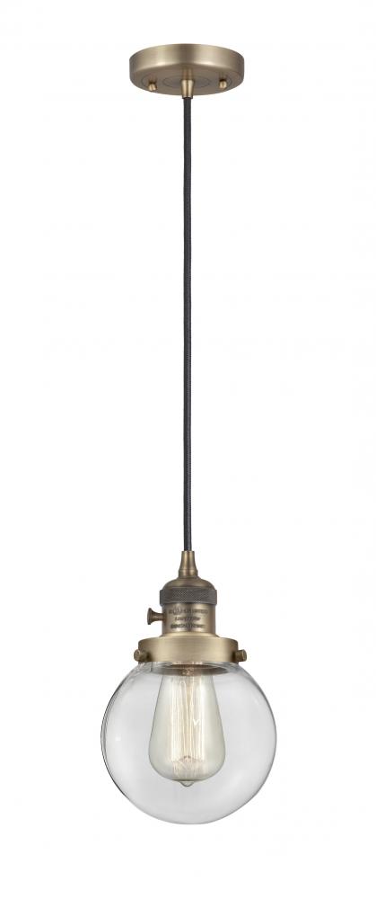 Beacon - 1 Light - 6 inch - Brushed Brass - Cord hung - Mini Pendant