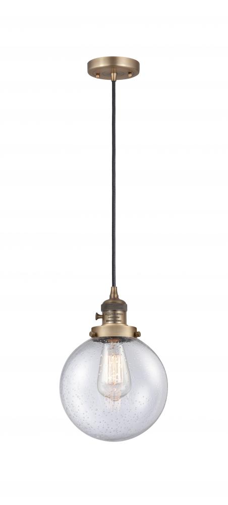 Beacon - 1 Light - 8 inch - Brushed Brass - Cord hung - Mini Pendant