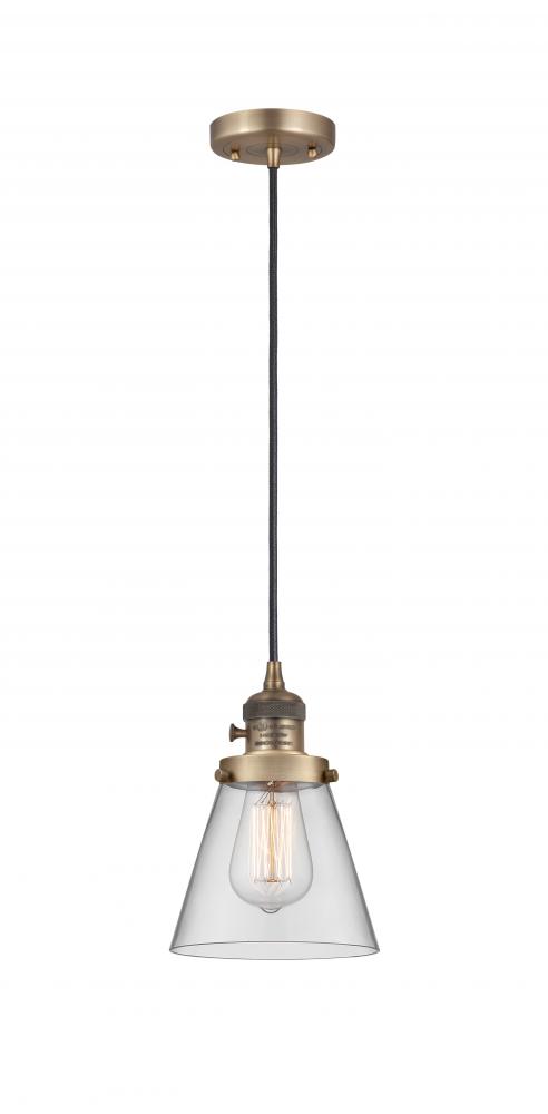 Cone - 1 Light - 6 inch - Brushed Brass - Cord hung - Mini Pendant