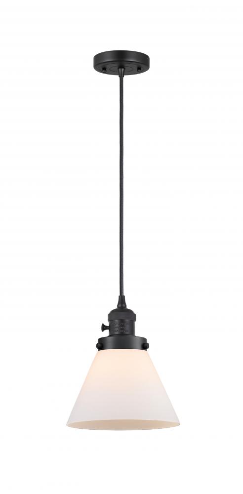 Cone - 1 Light - 8 inch - Matte Black - Cord hung - Mini Pendant