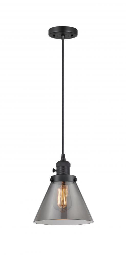 Cone - 1 Light - 8 inch - Matte Black - Cord hung - Mini Pendant