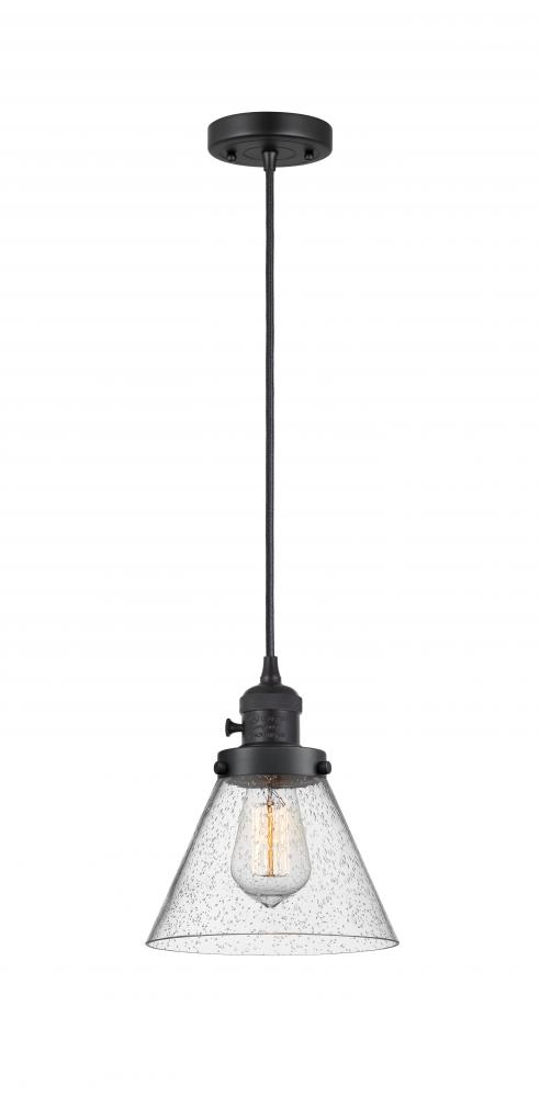 Cone - 1 Light - 8 inch - Matte Black - Cord hung - Mini Pendant