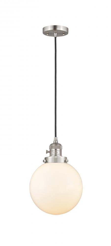 Beacon - 1 Light - 8 inch - Brushed Satin Nickel - Cord hung - Mini Pendant