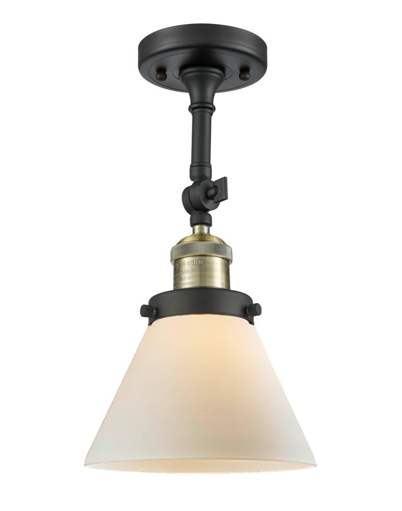 Cone - 1 Light - 8 inch - Black Antique Brass - Semi-Flush Mount