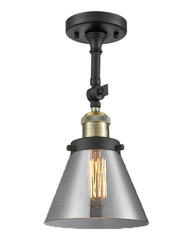 Cone - 1 Light - 8 inch - Black Antique Brass - Semi-Flush Mount